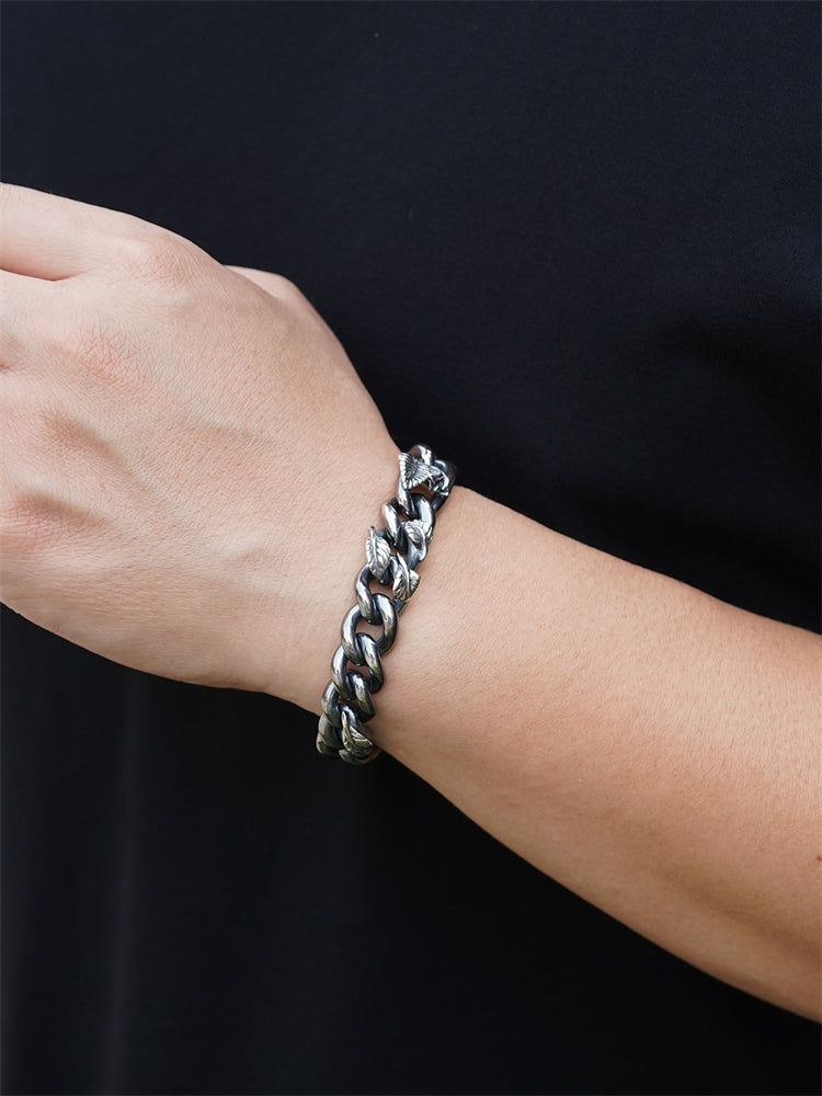 Asymmetric Blackened Rose Bracelet in 925 Silver gobalgoing