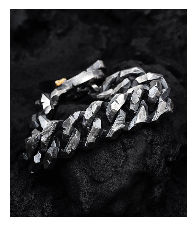 Chiseled 925 Silver Heavy Duty Cuban Chain Bracelet gobalgoing