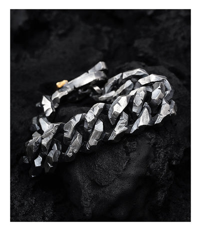 Chiseled 925 Silver Heavy Duty Cuban Chain Bracelet gobalgoing