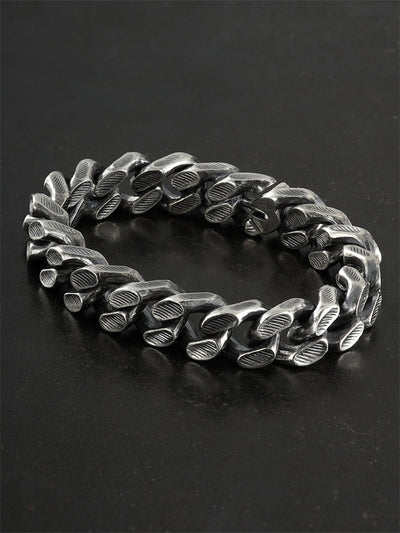 925 Silver Heavyweight Cuban Chain Bracelet with Invisible Clasp gobalgoing