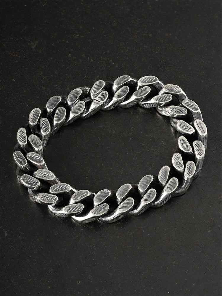 925 Silver Heavyweight Cuban Chain Bracelet with Invisible Clasp gobalgoing