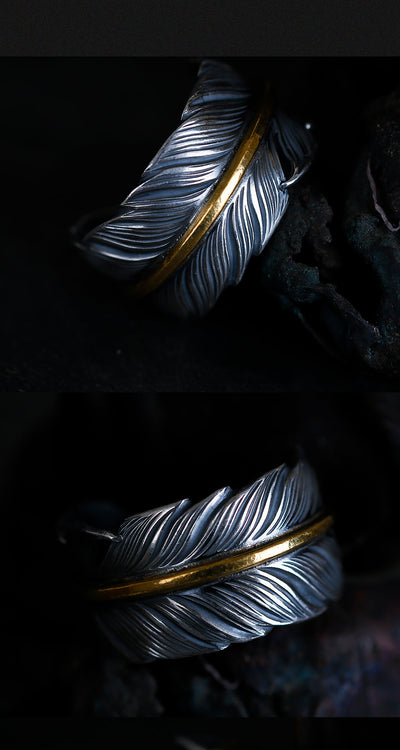 Kinetic Feather Signet Ring in 999 Silver (~11g) gobalgoing