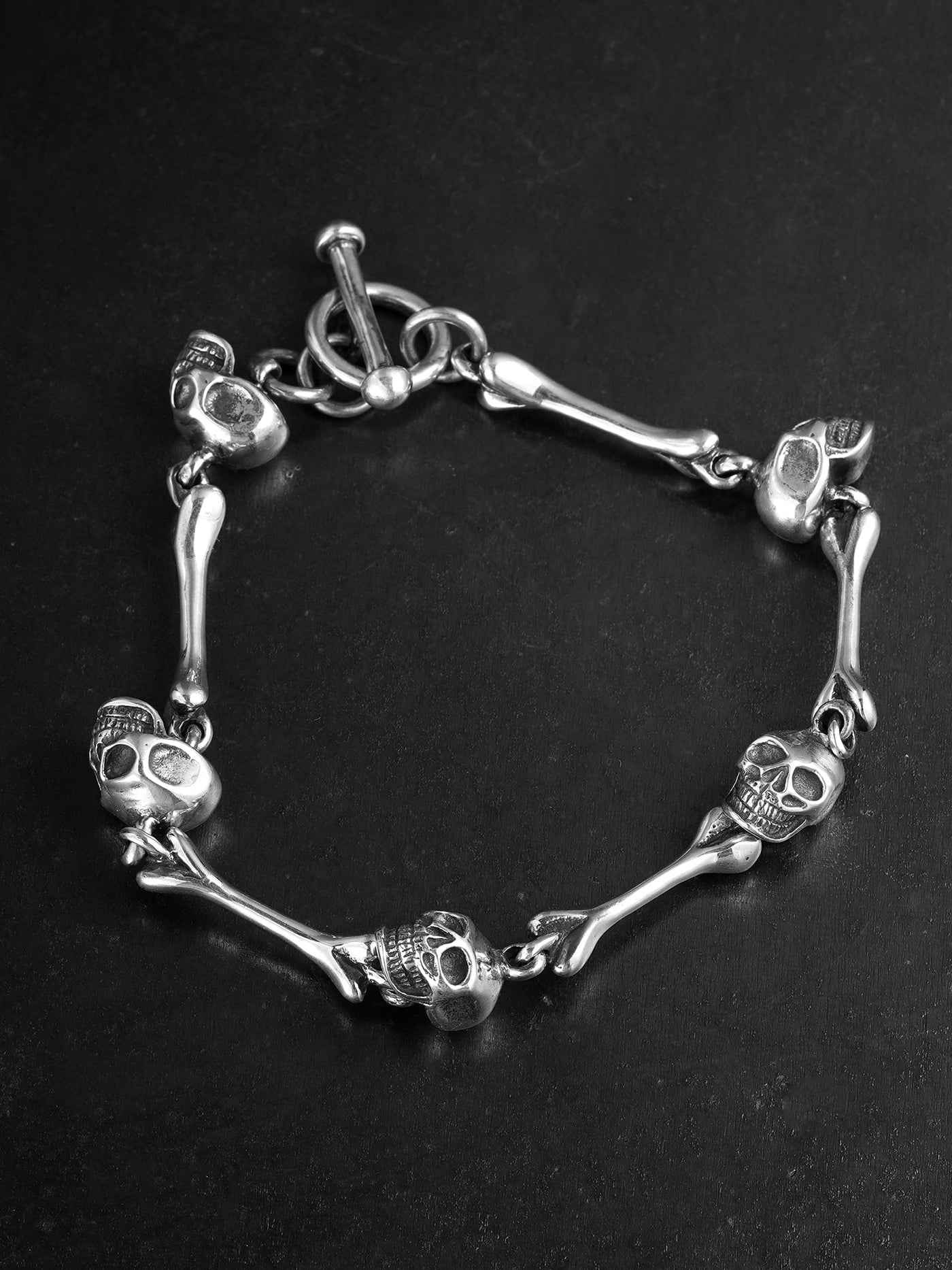 Micro-Engraved Skeletal Chain Bracelet in 925 Silver gobalgoing