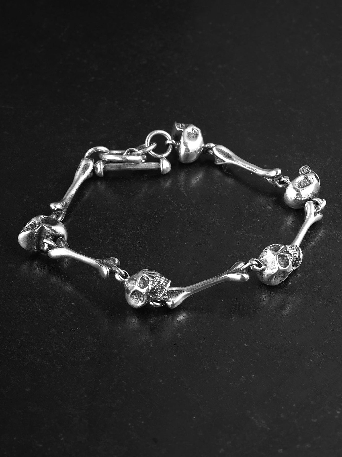 Micro-Engraved Skeletal Chain Bracelet in 925 Silver gobalgoing