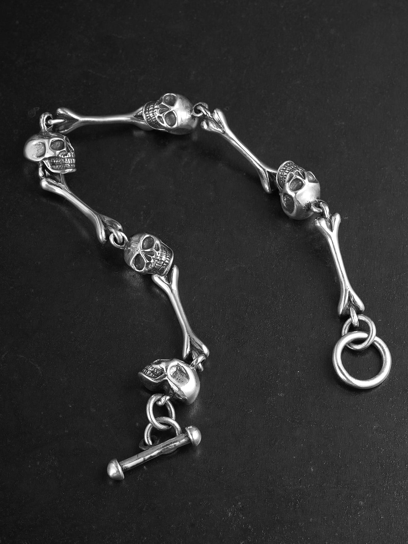 Micro-Engraved Skeletal Chain Bracelet in 925 Silver gobalgoing