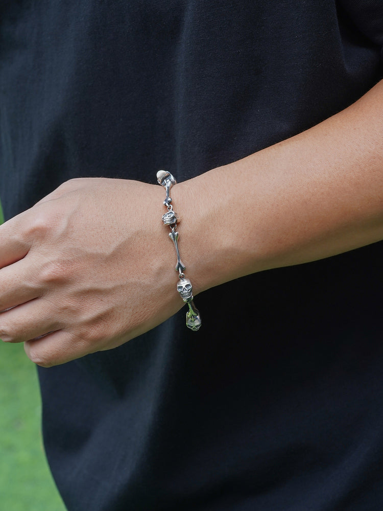 Micro-Engraved Skeletal Chain Bracelet in 925 Silver gobalgoing