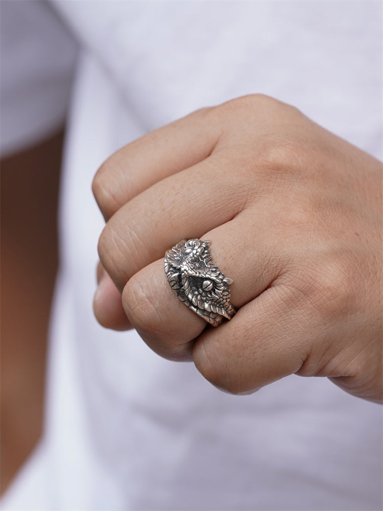 Rattlesnake Head Ring in 925 Silver gobalgoing