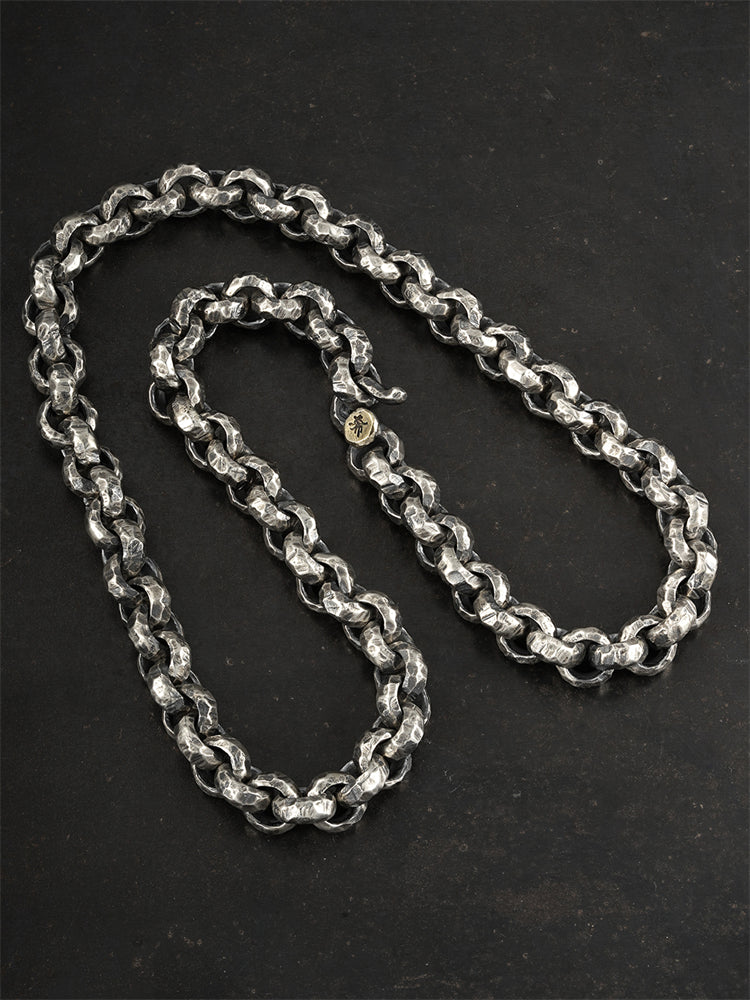 Rotating Talisman Bead Necklace in Hand-Chiseled 925 Silver gobalgoing