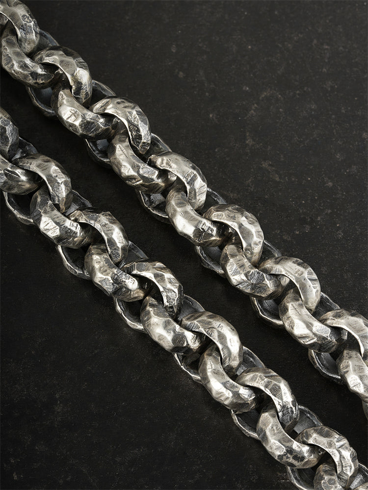 Rotating Talisman Bead Necklace in Hand-Chiseled 925 Silver gobalgoing