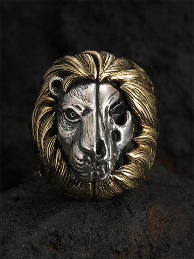 Semi-Facial Lion Head Ring in 925 Silver gobalgoing