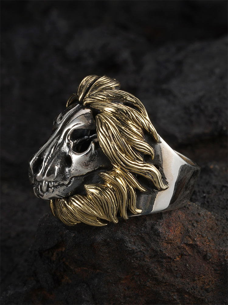 Semi-Facial Lion Head Ring in 925 Silver gobalgoing