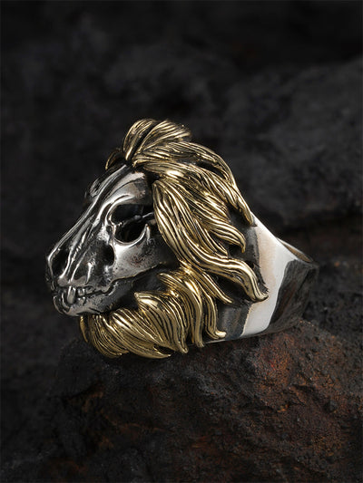 Semi-Facial Lion Head Ring in 925 Silver gobalgoing