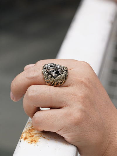 Semi-Facial Lion Head Ring in 925 Silver gobalgoing