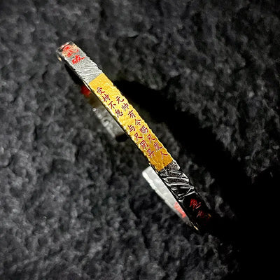 Taoist Tianpeng Ruler Bracelet: Gold-Silver Inlay Craft & Taoist Rune Carvings gobalgoing