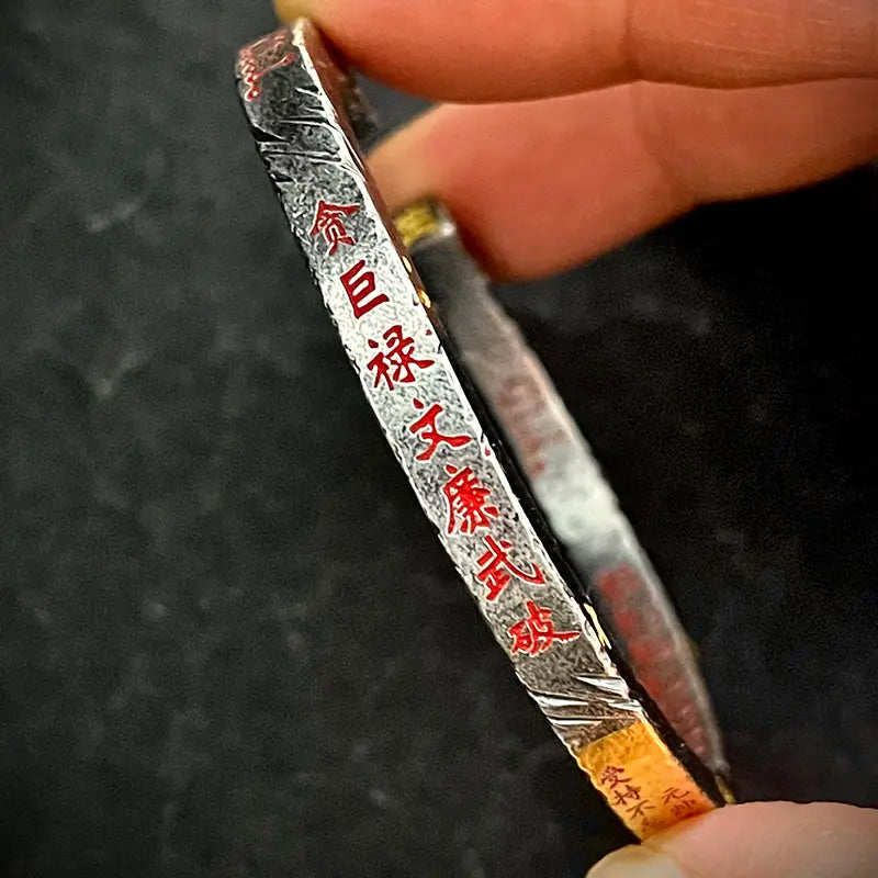 Taoist Tianpeng Ruler Bracelet: Gold-Silver Inlay Craft & Taoist Rune Carvings gobalgoing