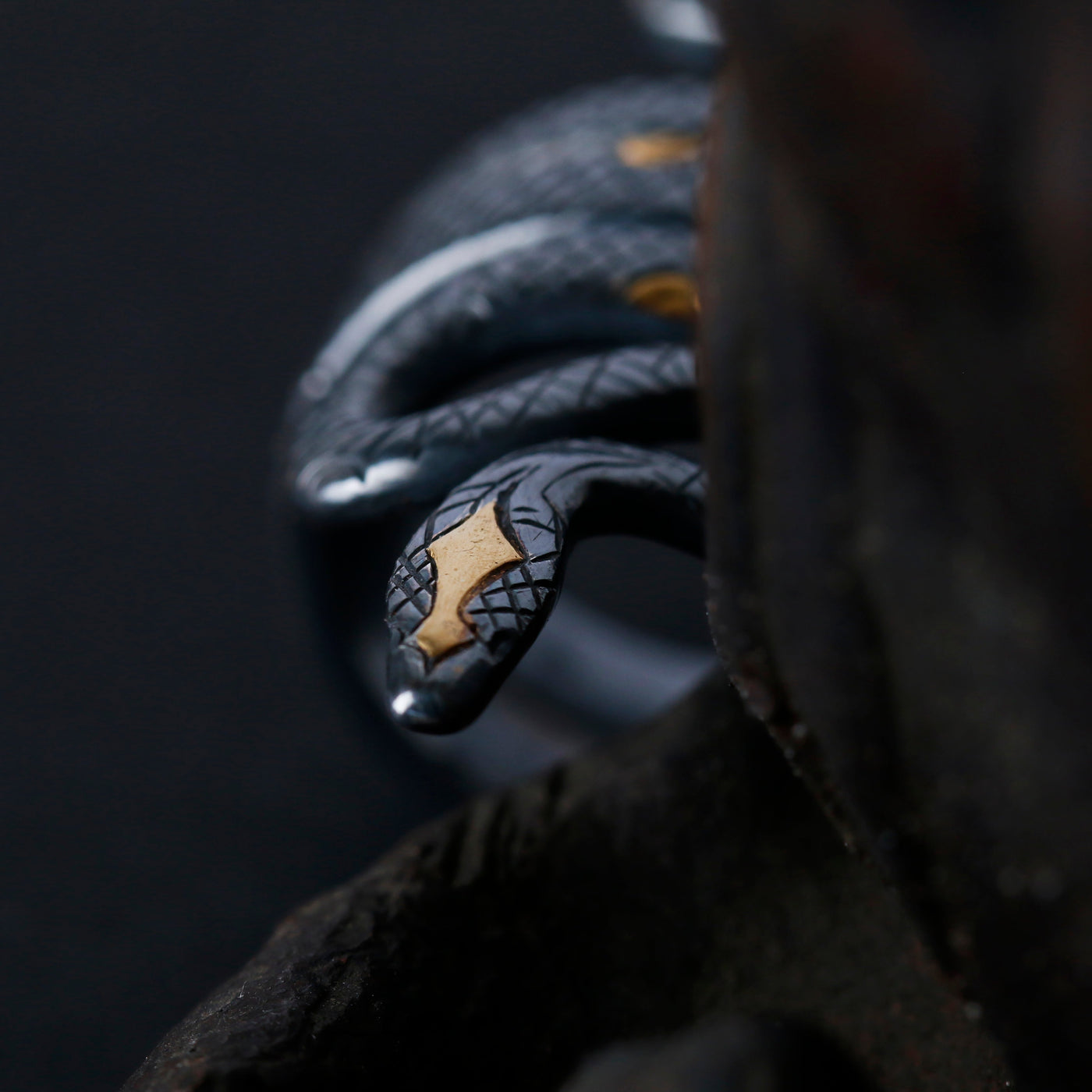Thermomechanical Serpent Ring in 999 Silver & 24K Gold (50×10mm, ~18g) gobalgoing