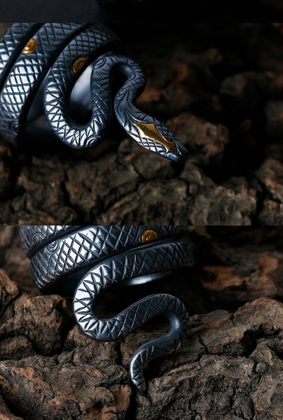 Thermomechanical Serpent Ring in 999 Silver & 24K Gold (50×10mm, ~18g) gobalgoing