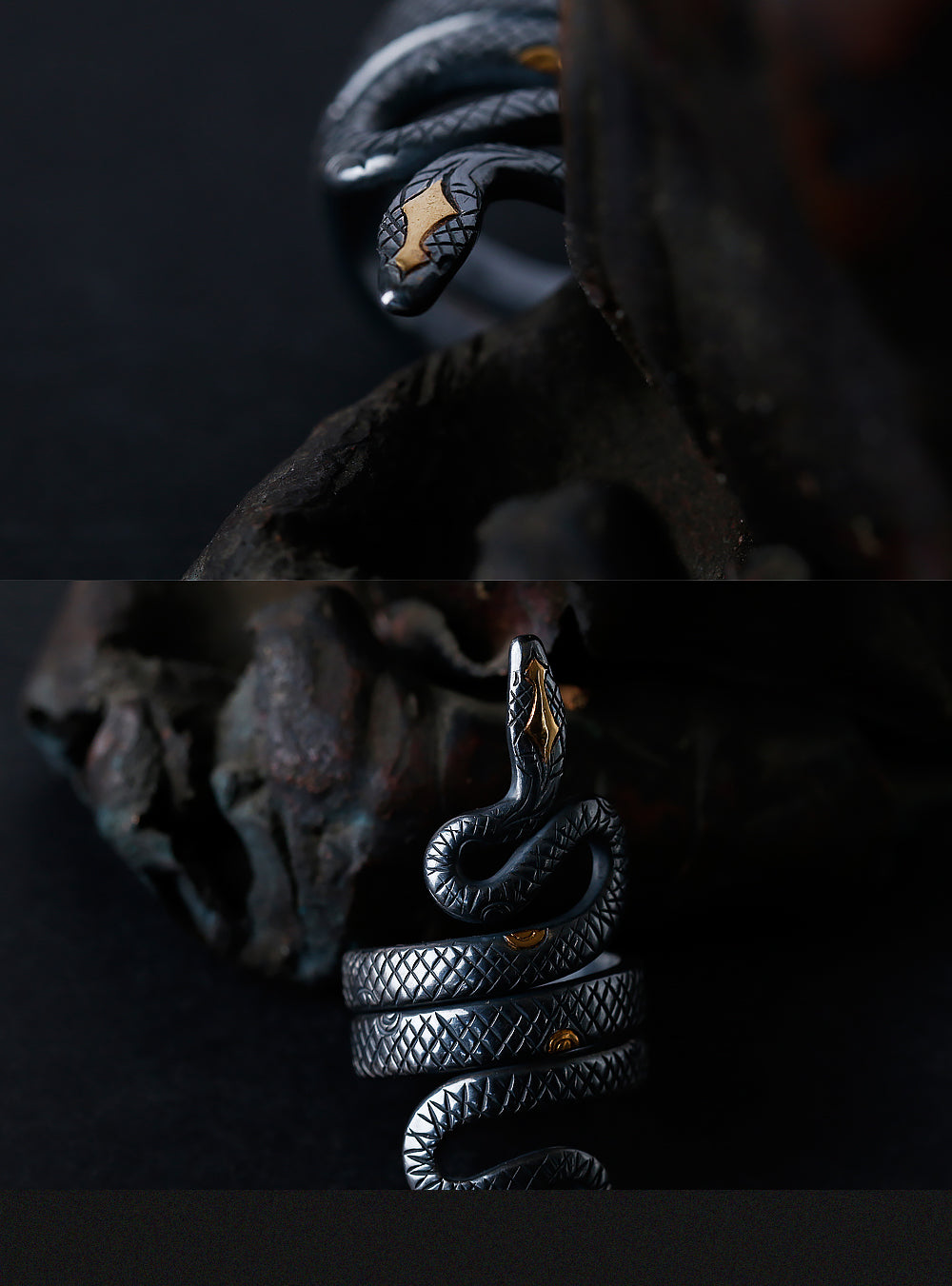 Thermomechanical Serpent Ring in 999 Silver & 24K Gold (50×10mm, ~18g) gobalgoing