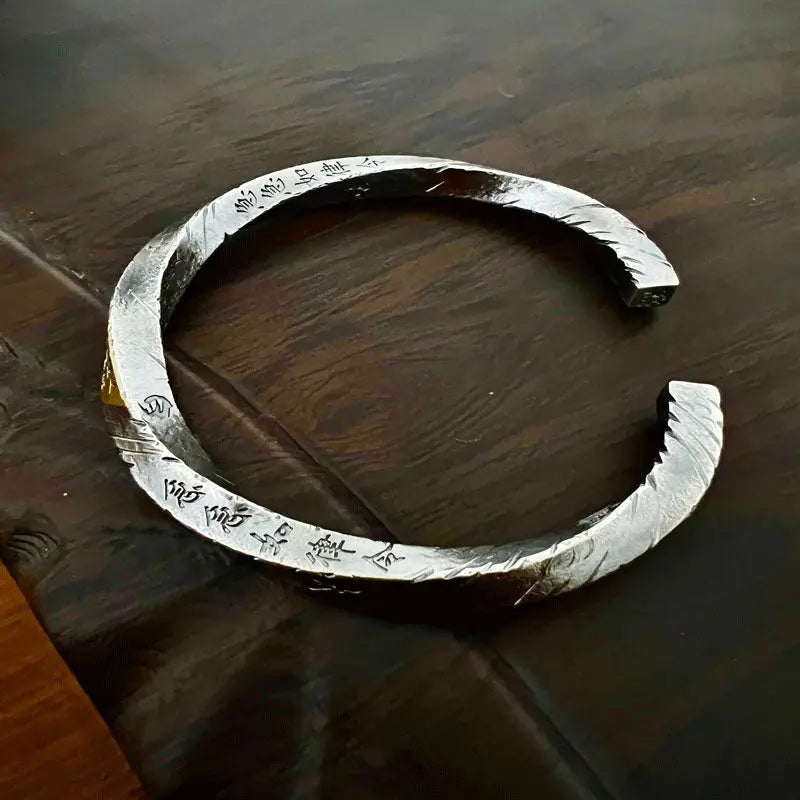 Tianpeng Ruler Bracelet: Taoist Rune Gold-Silver Inlay Retro Protection Bangle gobalgoing