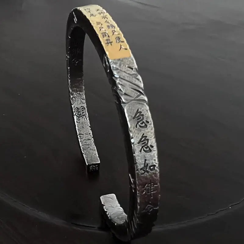 Tianpeng Ruler Taoist Talisman Silver-Inlaid-Gold Bangle gobalgoing