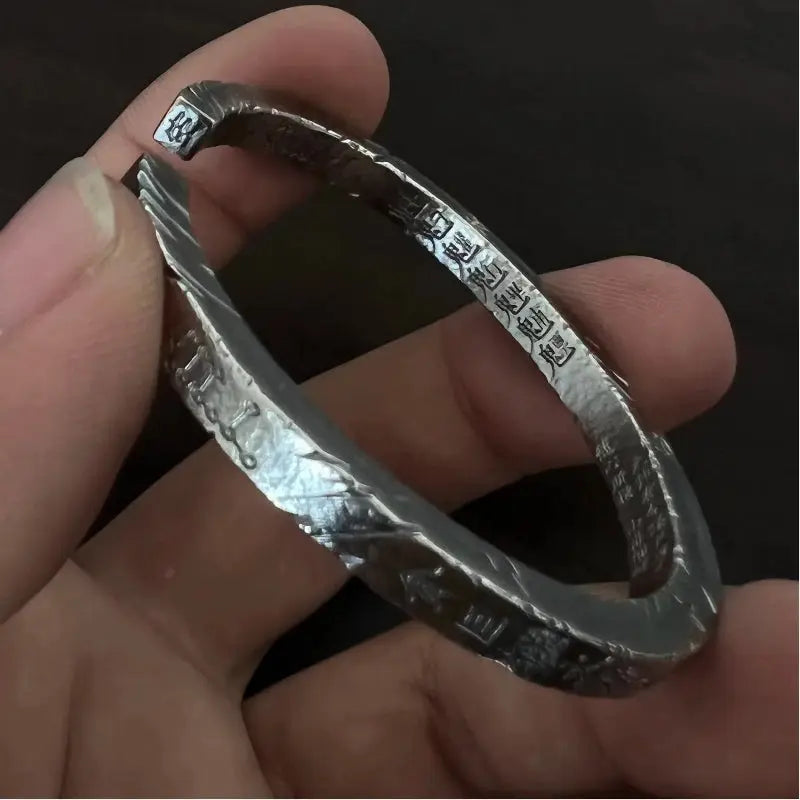 Tianpeng Ruler Taoist Talisman Silver-Inlaid-Gold Bangle gobalgoing