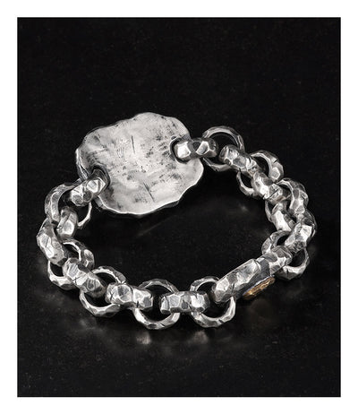 Turquoise-Inlaid Chiseled Cuff Bracelet in 925 Silver (20.5cm, ~131.2g) gobalgoing