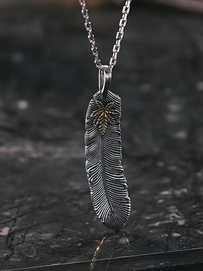 Aerodynamic Maple Leaf & Feather Pendant